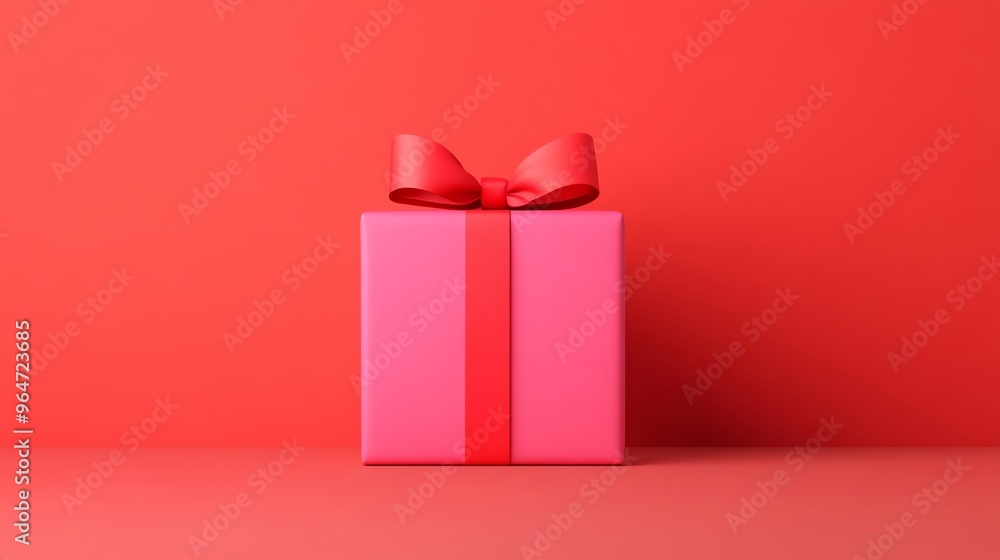 A vibrant pink gift box with a colorful ribbon against a bold red background, perfect for celebrations or special occasions. A vibrant pink gift box with a colorful ribbon against a bold red background, perfect for celebrations or special occasions.