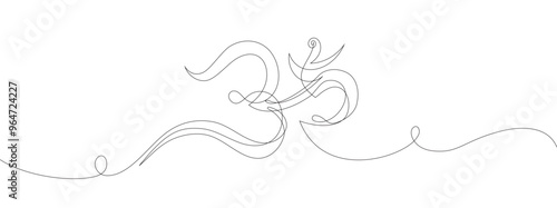 Aum, om symbol of spiritual zen line art. Hindu, god symbol for state of mind meditation, yoga