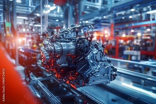 Automotive Engine Manufacturing in Industrial Assembly Line