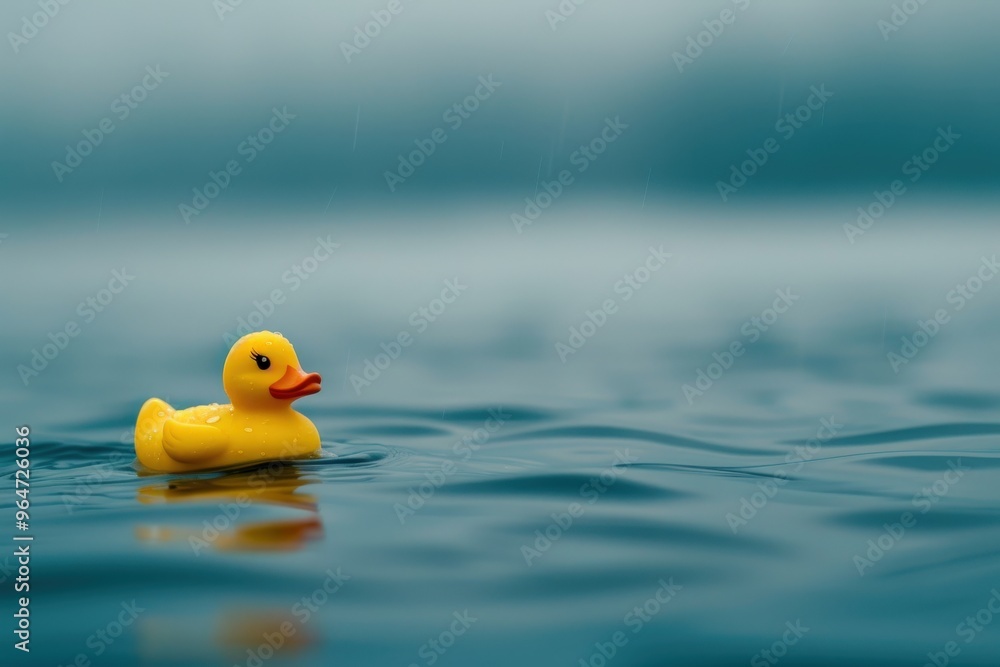 A yellow rubber duck is floating in the ocean, generative ai image A yellow rubber duck is floating in the ocean, generative ai image