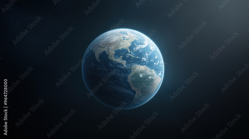 A blue and white planet in the sky A blue and white planet in the sky