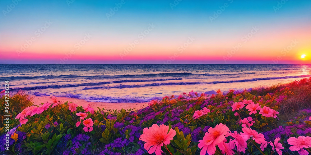 A vibrant flower blooms on the sandy beach. A vibrant flower blooms on the sandy beach.