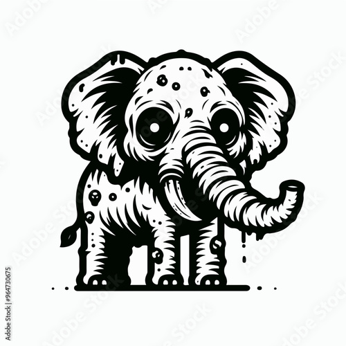 Elephant Zombie Cartoon Vector Icon Illustration. Animal Nature Icon Concept Isolated Premium Vector. Flat Cartoon Style