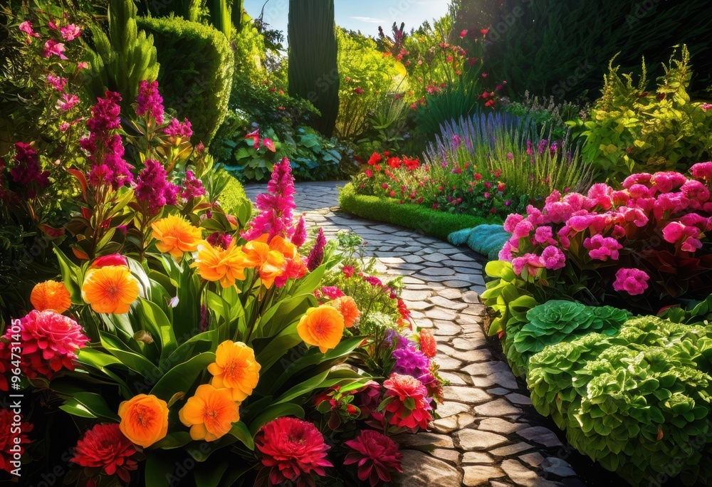 vibrant garden layout featuring diverse selection colorful foliage organized arrangement, plants, flowers, design, colors, diversity, blooms, greenery vibrant garden layout featuring diverse selection colorful foliage organized arrangement, plants, flowers, design, colors, diversity, blooms, greenery