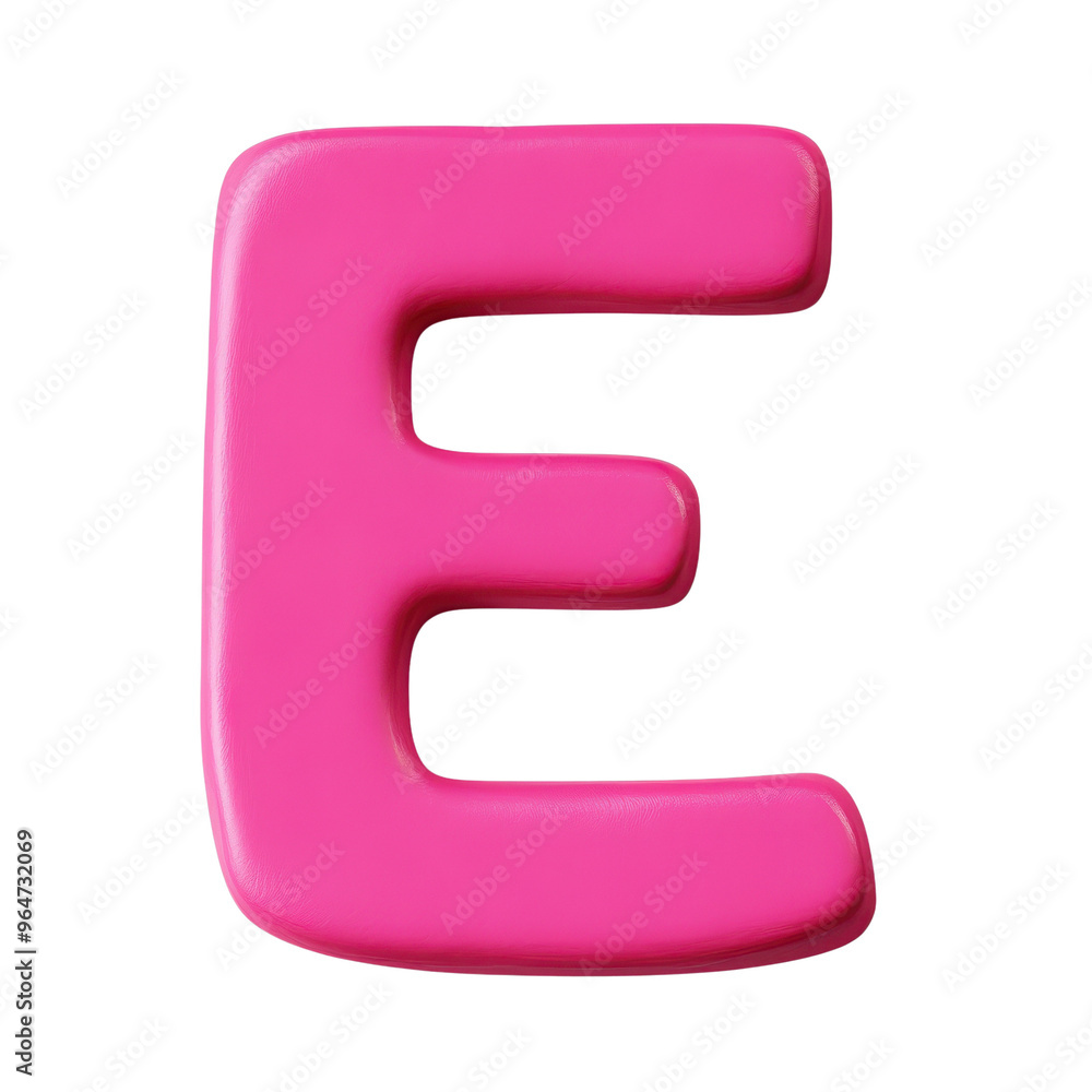 A vibrant pink letter E designed with a smooth, glossy finish, perfect for educational materials or creative projects. A vibrant pink letter E designed with a smooth, glossy finish, perfect for educational materials or creative projects.