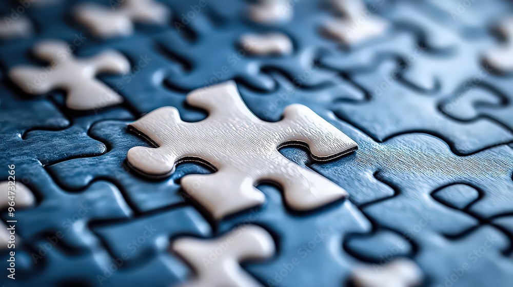 Close-up of a puzzle with one missing piece, representing problem-solving, mental challenges, and the satisfaction of completing a puzzle. Close-up of a puzzle with one missing piece, representing problem-solving, mental challenges, and the satisfaction of completing a puzzle.