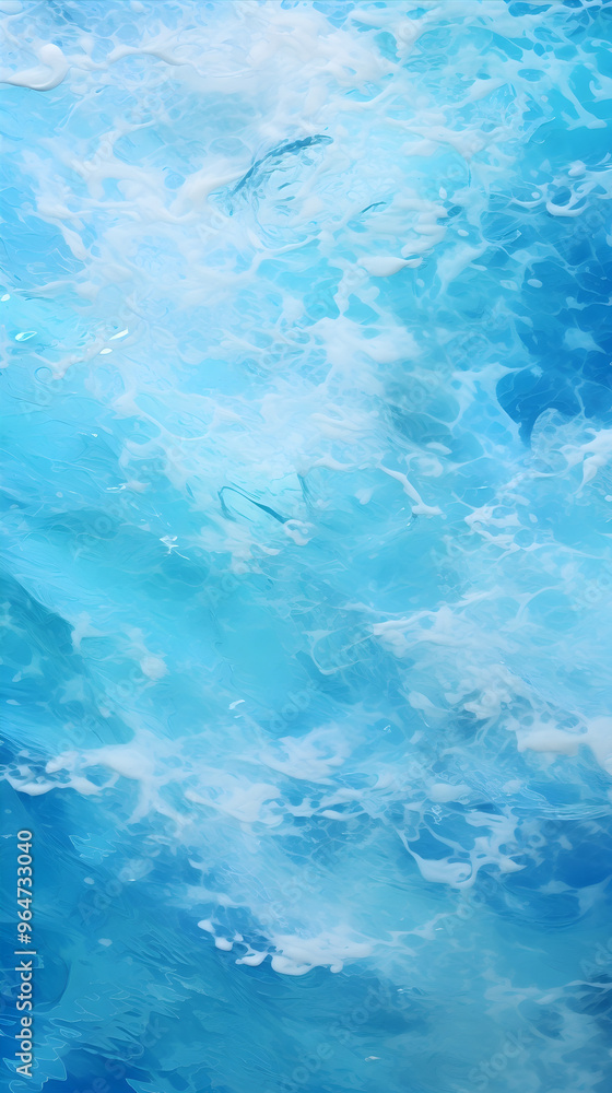 Obraz premium A dynamic portrayal of turquoise and white ocean waves in powerful motion, showcasing the energy, beauty, and raw power of the sea, evoking awe and wonder.