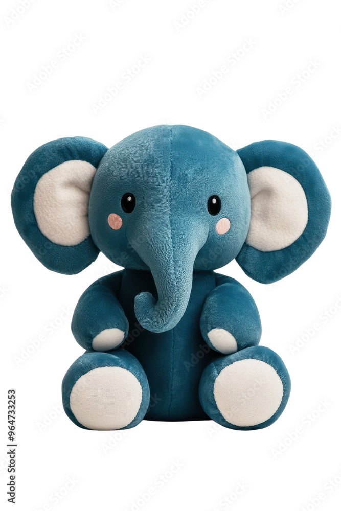 Cute blue plush elephant toy, perfect for children or as a delightful decoration in a nursery. Cute blue plush elephant toy, perfect for children or as a delightful decoration in a nursery.