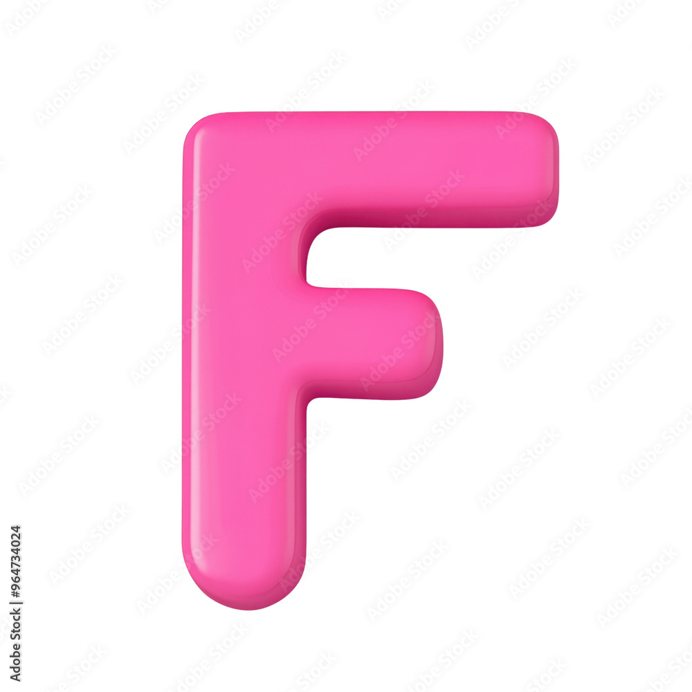 Playful pink letter F with a glossy finish, ideal for design, educational materials, or creative projects. Playful pink letter F with a glossy finish, ideal for design, educational materials, or creative projects.