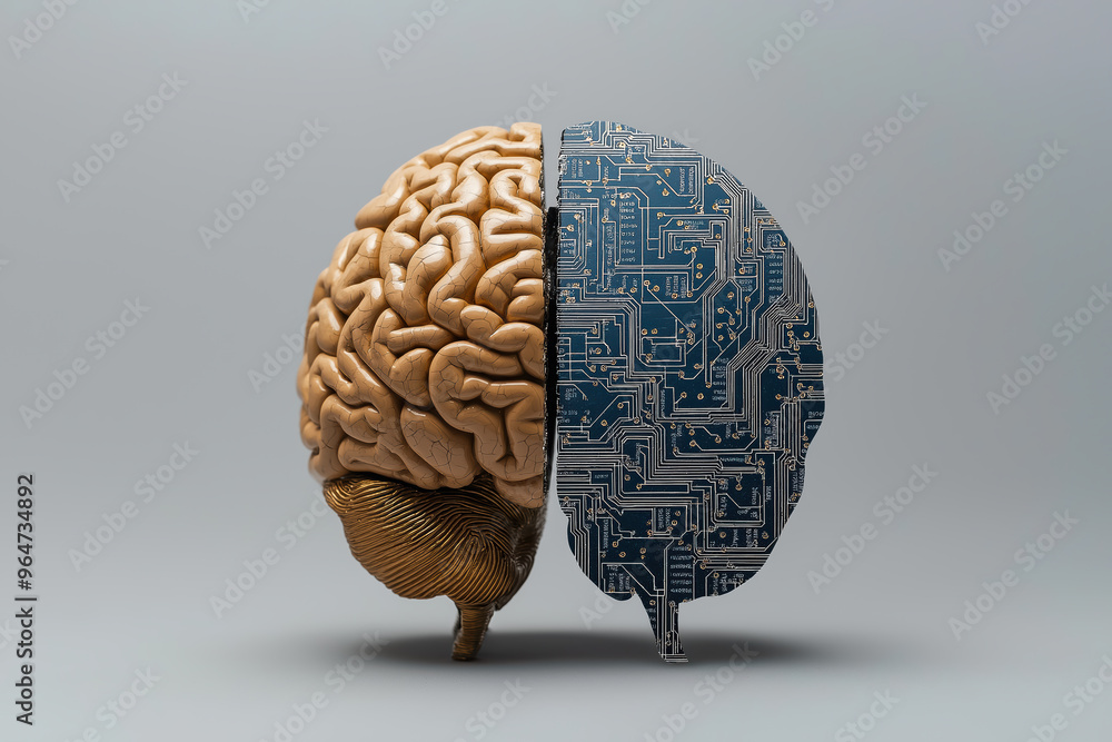 A brain with a computer chip inside of it A brain with a computer chip inside of it