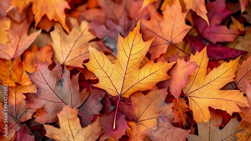 Wallpaper Mural fallen maple leaves, capturing the warm and rich hues of autumn.  Torontodigital.ca