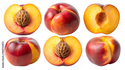 set of peaches on transparent background png