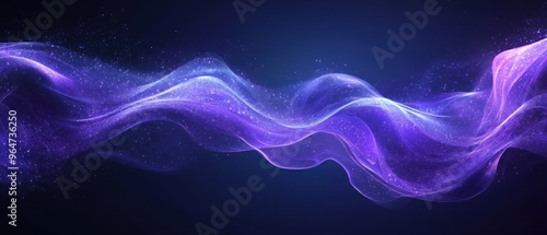 Abstract Glowing Purple Wave with Sparkles on a Dark Background photo