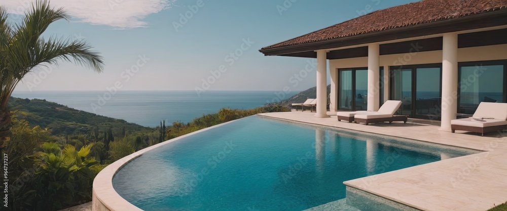 Fototapeta premium a luxury pool at sunset