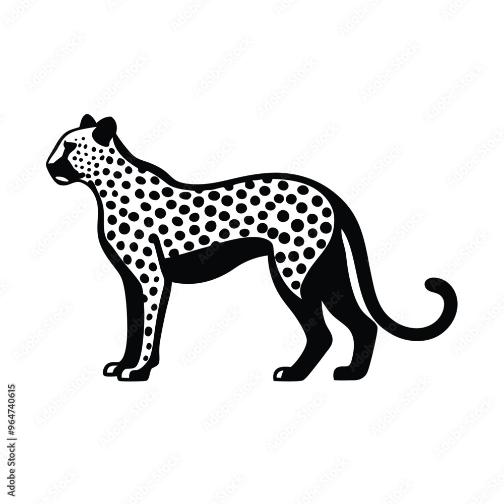 Fototapeta premium Leopard animal silhouette vector illustration, isolated white background. 