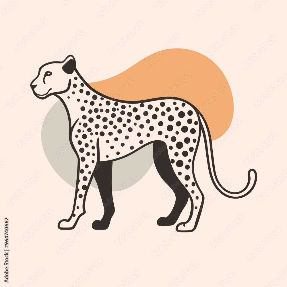 Fototapeta premium Leopard animal silhouette vector illustration, isolated white background. 