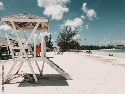 beach lifeguard tower photo