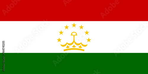 The official national flag of Tajikistan. Flag of the Republic of Tajikistan. Vector illustration photo