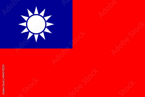 The official national flag of Taiwan. Flag of the Republic of China. Correct proportions and colors. Vector illustration