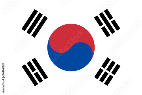 The official national flag of South Korea. Flag of the Republic of Korea. Correct proportions and colors. Vector illustration