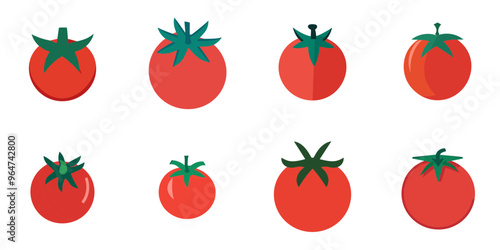 Tomato, multiple flat illustrations