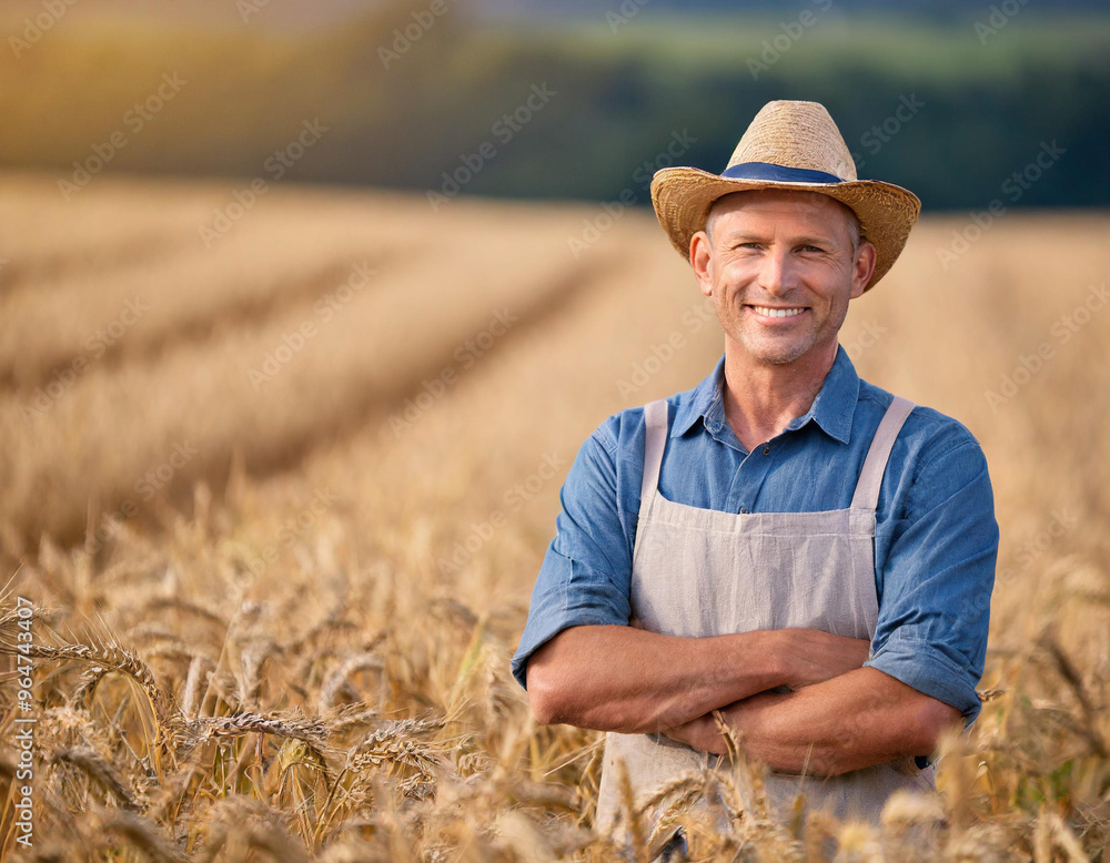 Fototapeta premium Rolnik na polu