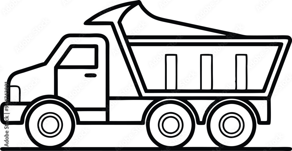 dump truck line art vector illustration dump truck line art vector illustration