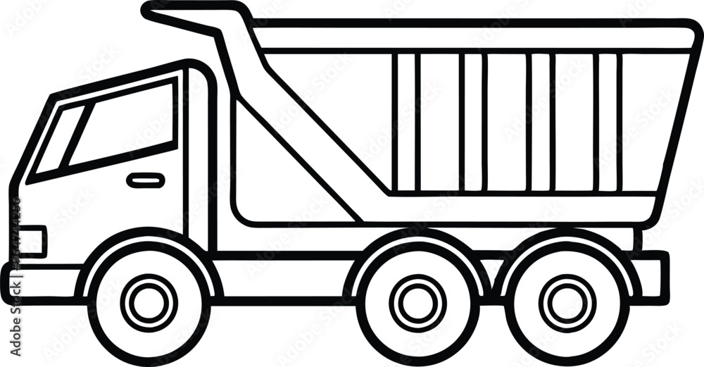 dump truck line art vector illustration dump truck line art vector illustration
