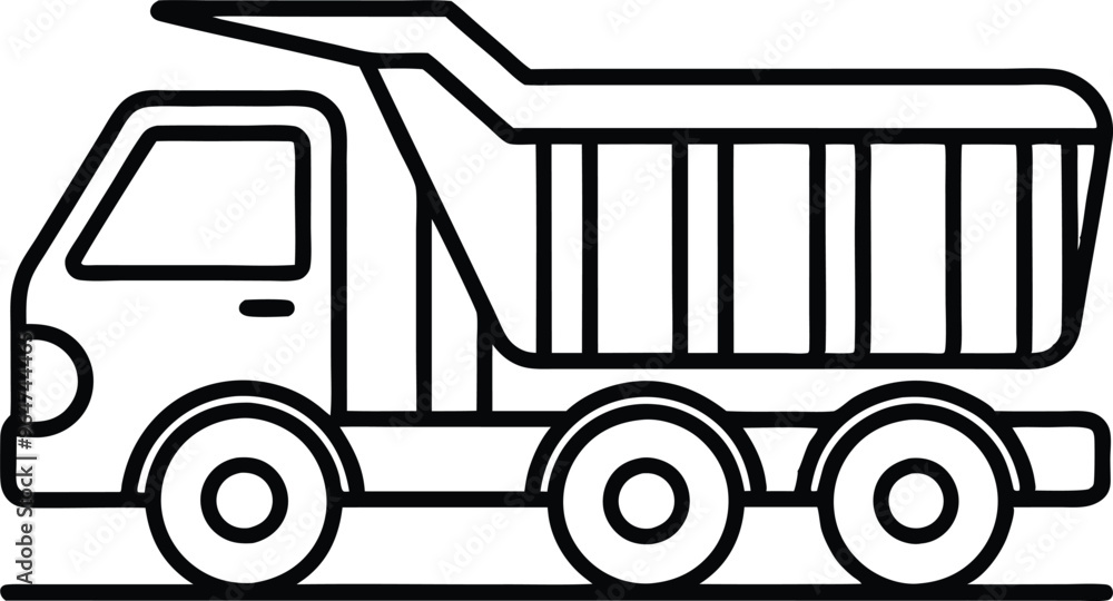 dump truck line art vector illustration dump truck line art vector illustration