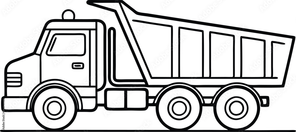 dump truck line art vector illustration dump truck line art vector illustration