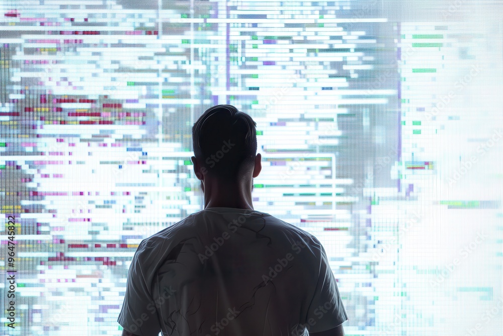 Software developer working on an application with lines of code displayed Software developer working on an application with lines of code displayed