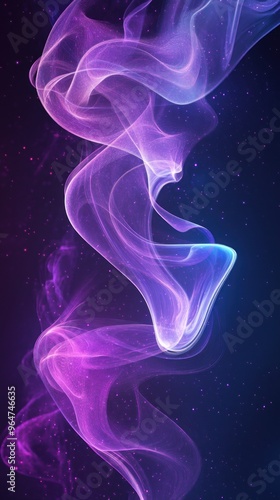 Abstract Purple and Blue Smoke Swirls Against a Dark Background with Pink Glitter