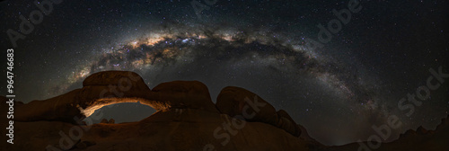 Milky Way over the natural bridge arch in Spitzkoppe, Namibia