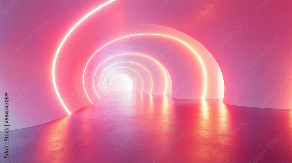 A pink tunnel with neon lights A pink tunnel with neon lights