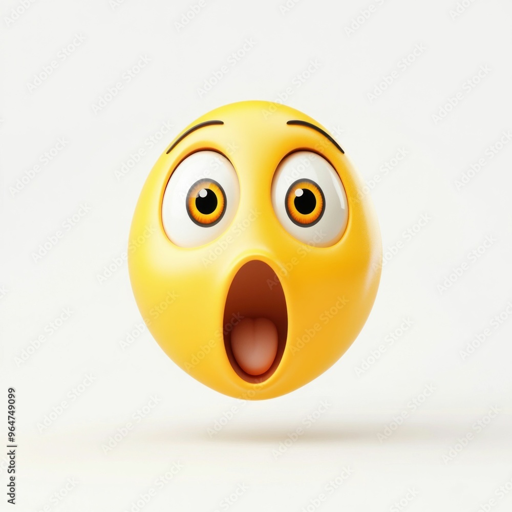 Fototapeta premium Shocked Emoji on White Background