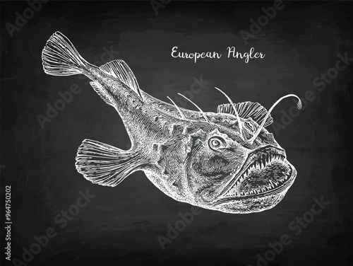 Common monkfish chalk sketch.