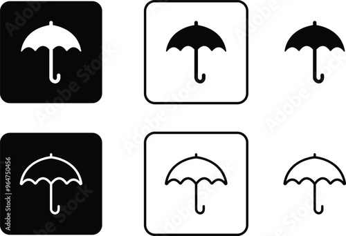 Umbrella, Insurance Line Icon set. Editable Stroke flat black vector collection isolated on transparent background. Pixel Perfect. Protection parasol symbol. For Mobile and Web. Insurance Act Solid