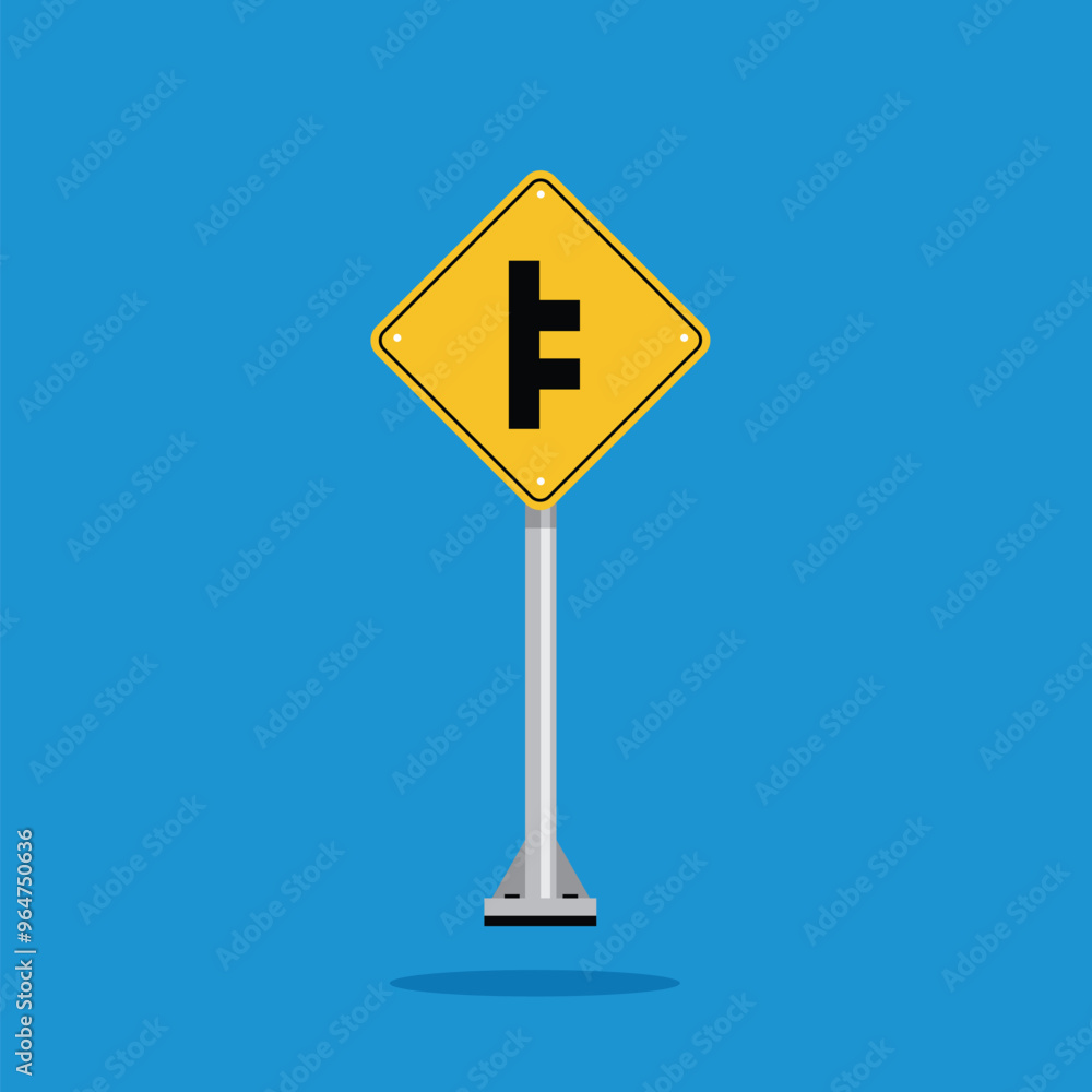 road sign icon, divided road on yellow rhombus board. suitable for poster use and web icon road sign icon, divided road on yellow rhombus board. suitable for poster use and web icon