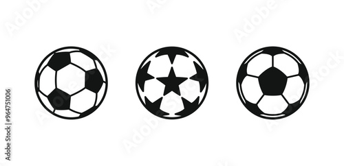 Vector Soccer ball icons isolated on white background. Classic football ball, Star football ball. Vector illustration