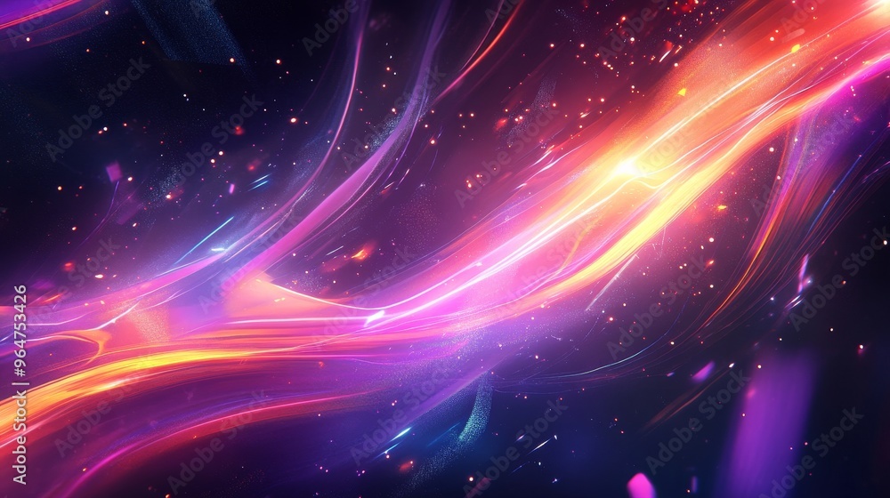 Cosmic Glow Abstract Digital Art with Bright Neon Lines and Sparkles, digital art, abstract art, neon lights Cosmic Glow Abstract Digital Art with Bright Neon Lines and Sparkles, digital art, abstract art, neon lights