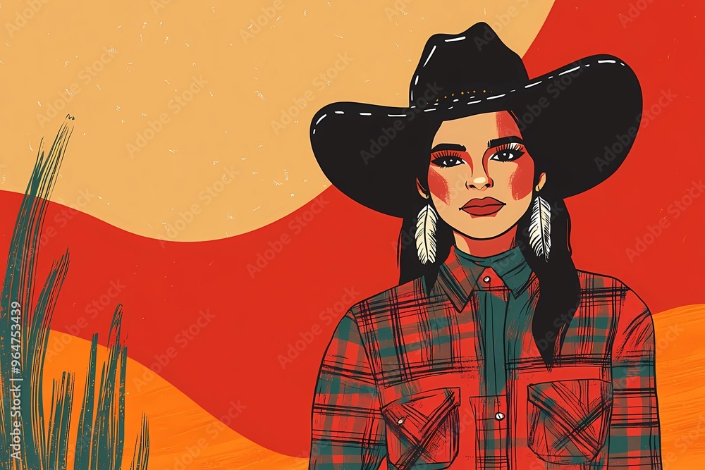 background image of a cowboy woman, western illustration style, western. background image of a cowboy woman, western illustration style, western.