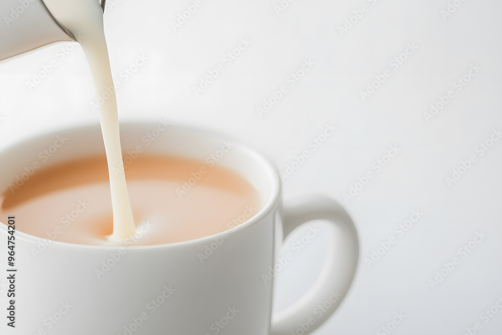 Cup of Tea with Milk Being Added | Creamy and Comforting Beverage Preparation Cup of Tea with Milk Being Added | Creamy and Comforting Beverage Preparation