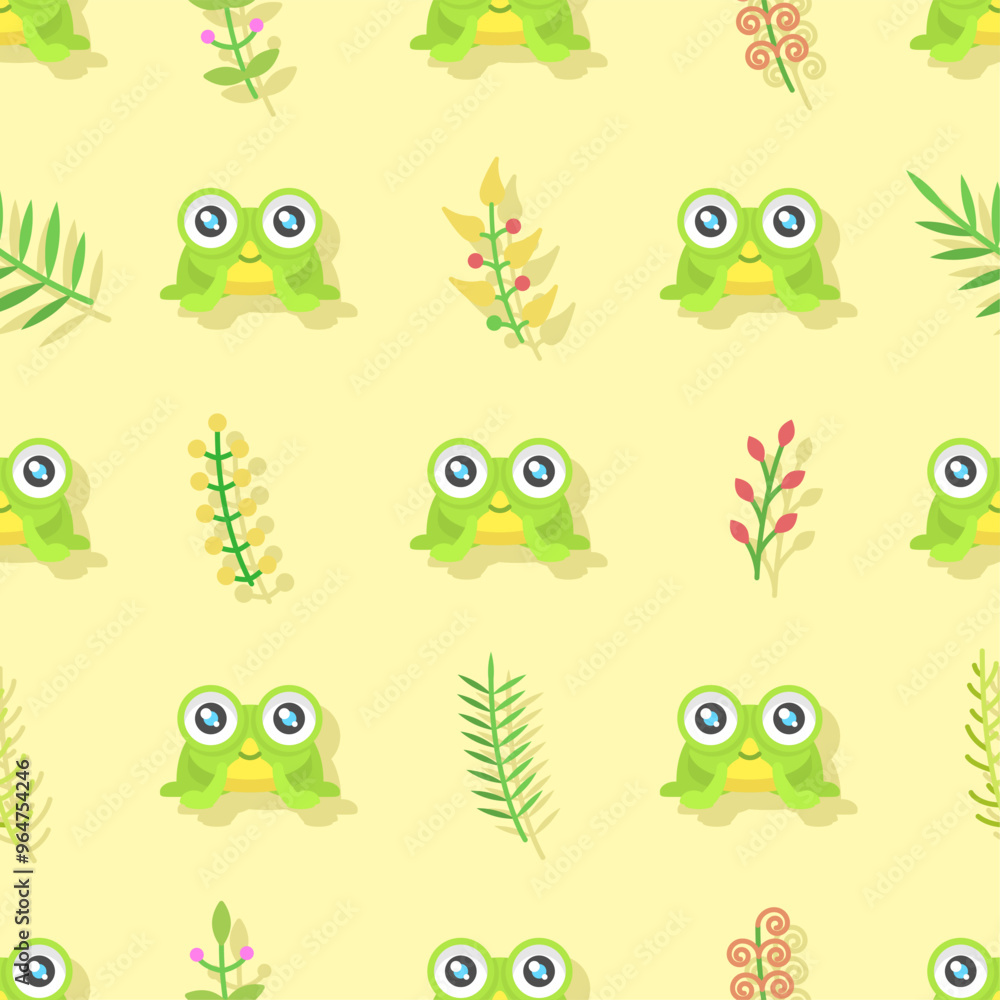 Obraz premium Seamless Pattern Abstract Elements Animal Frog Vector Design Style Background Illustration Texture For Prints Textiles, Clothing, Gift Wrap, Wallpaper, Pastel