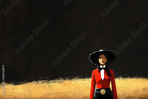 background image of a cowboy woman, western illustration style, western. 