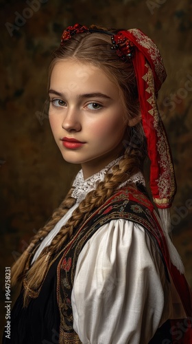 A model gracefully wears traditional Czech attire showcasing the cultures spirit