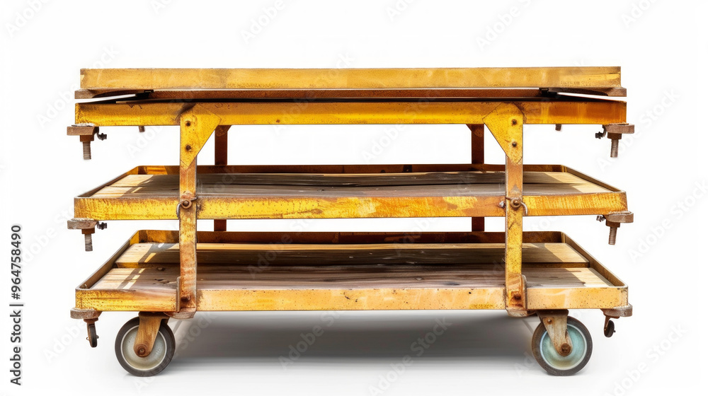 Dollies: Platform carts with four wheels for moving bulky or heavy items isolated on white background Dollies: Platform carts with four wheels for moving bulky or heavy items isolated on white background