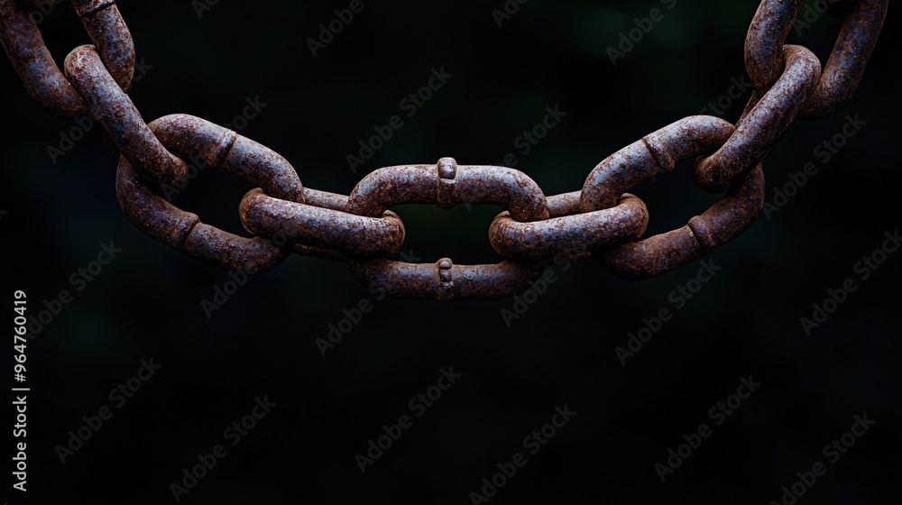 Rusty Chain Link Close Up on Black Background Rusty Chain Link Close Up on Black Background