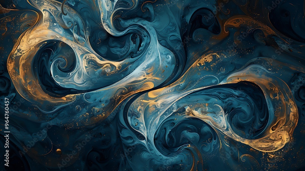Abstract Swirling Gold and Teal Marble Abstract Swirling Gold and Teal Marble