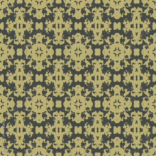 Seamless pattern with halved oranges in outline. Sketch style. Old wallpaper on the wall. 