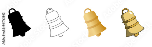 Set de iconos de campana en color y blanco y negro. Colección de símbolos de notificación para sitio web, app, móviles, tienda virtual, etc.